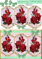 Lovely Triptych Card Front with Red Roses