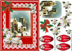 Lovely Christmas Church and White Poinsetias