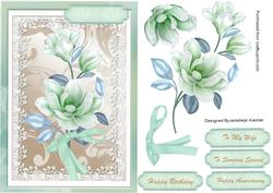 Lovely Green Magnolias on Lace