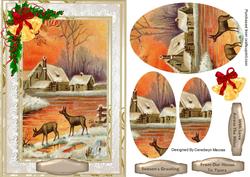 Lovely Deers Drinking at Sunset
