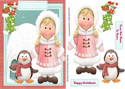 Little Eskimo Girl and Penquin