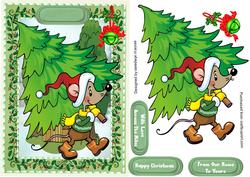 Lovely Christmas Mouse Bringing the Tree Home