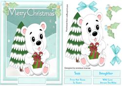 Lovely Baby Bear with Present in the Snow