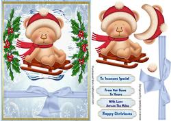 Lovely Sledging Snowbear in Red