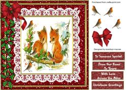 Beautiful Young Foxes and Robins in the Woods