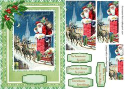 Lovely Vintage Santa and Reindeer 's on the Roof
