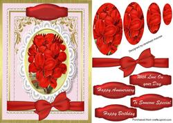 Lovely Red Flowers on a Gold Mat ( Pyramarge )