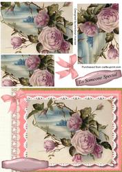Beautiful Pink Rose and Vintage Scene, Pyramarge