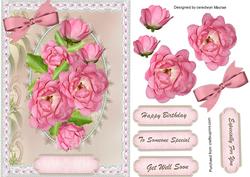 Beautiful Roses on a Lace and Pearl Plaque