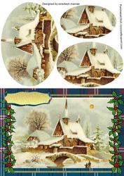Lovely Christmas Scene on Blue Tartan , ( Pyramarge)