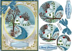 Lovely Christnas Scene on a Gold Trim , Pyramarge