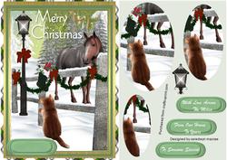 Lovely Horse and Cat Christmas Scene (pyramarge)