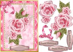 Lovely Roses on a Pink Plaid Background