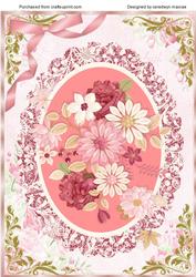 A4 Lovely Flowers on a Deep Pink Mat