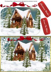Lovely Snow Covered Log Cabin