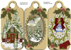 Tags with Christmas Acenes