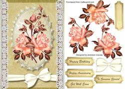 Lovely Pink Roses Ona Ovel Frame .