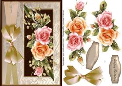 Beautiful Peach and Pink Roses in a Vintage Frame 