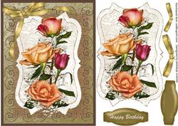 Lovely Roses and Babys Breath on a Cream Plaque 