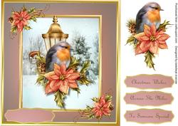 Lovely 8x8 Christmas Robin Sitting on Holly