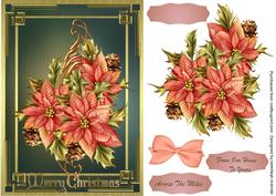 Beautiful Ponsettias on Holly and Pine Cones