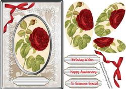 Lovely Red Rose in Silver Frame ( Pyramid ) )