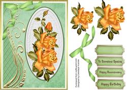 Lovely Gold Roses on a Oval Plaque .