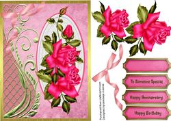Lovely Deep Pink Roses in a Oval Plaque.