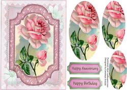 Lovely Pink Roses in a Ornate Frame , Pyramid )