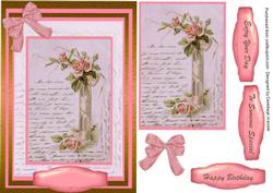 Lovely Pink Roses in a Tall Vase 