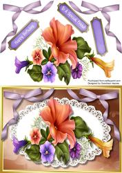 Beautiful Petunias on Lace 