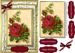Beautiful Red Roses on a Cream Overlay