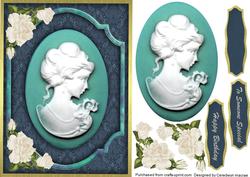 Beautiful Cameo on Teal Frame with Roses