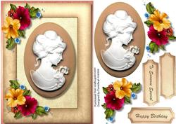 Beautiful Cameo in Cream Frame with Petunias