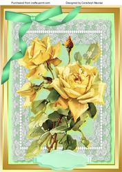 A4 Yellow Roses on Lace 