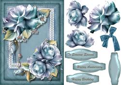 Lovely Blue Porcelain Roses on Lace