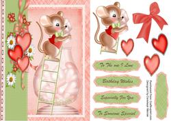 Little Mouse Sneeking the Hearts, Birthday /valentines