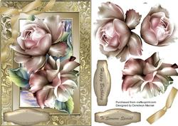 Lovely Palepink Roses on a Swirl Gold Frame 