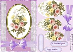Lovely Pompom Rose and Primroses (pyramid)