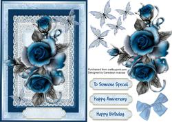 Lovely Blue Rose on Lace