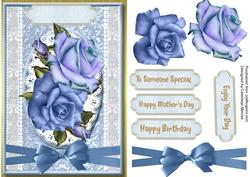 Lovely Blue Roses on a Oval Plaque