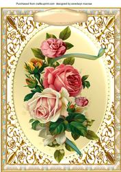 A4 Beautiful Vintage Roses on a Lovely Frame