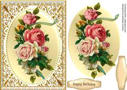 A5 Beautiful Vintage Roses on a Lovely Frame