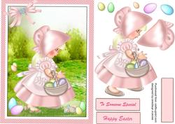 Little Bonnet Girl Collecting the Eggs