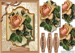 Lovely Apricot Roses on a Ornate Mat , Pyramarge
