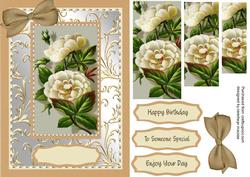 Lovely White Dog Roses on Silver and Gold ( Pyramarge)