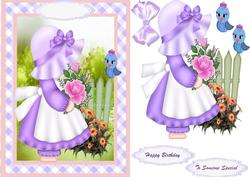 Lovely Bonnet Girl and Little Birdie