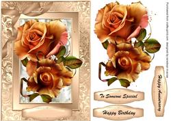 Beautiful October Roses on Gold 