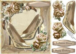 Beautiful Gold Glamour Shoes and Roses