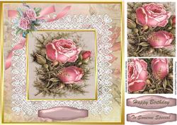 Lovely Vintage Roses on Fine Lace ( Pyramarge )